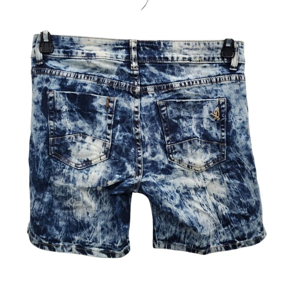 VIP Jeans Junior's Dark Distressed Acid Wash Stretch Denim Bermuda Shorts Size 5 - Picture 8 of 8